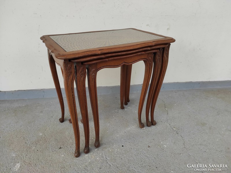 Antik 3 darab fonatos asztalsor összetolható kis asztal asztal sor 757 6839