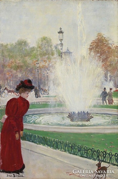 Jean Béraud - Szökőkút, Champs-Élysées - reprint