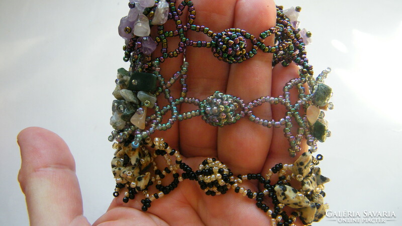 Hand-laced, mineral bracelet.