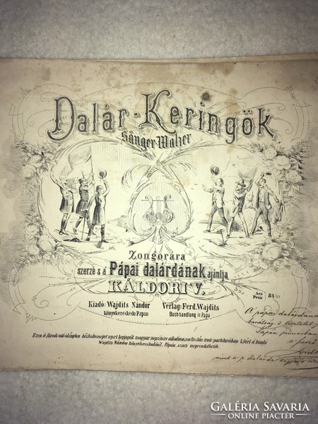 /1871/ Dalár - Keringő/  Dedikált példány!!Zongorára szerzé és a Pápai Dalárdának ajánlja Káldori V.