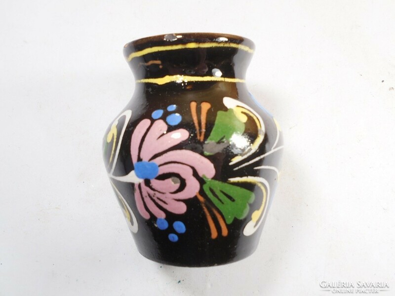 Old retro ceramic vase balaton boglár flower pattern folk art souvenir souvenir tourist