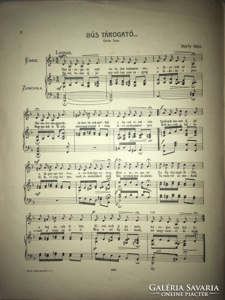 Antique sheet music!/1920/ Bús tárogató.. Two songs. Ivan Orosz: bús tárogató...Iván Orsosz: there is no more orphaned nation