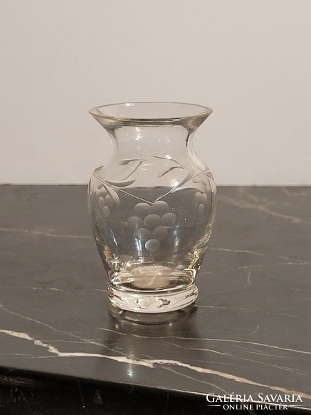 2 mini glass vases 6.5 cm with grape pattern -- single-strand vase