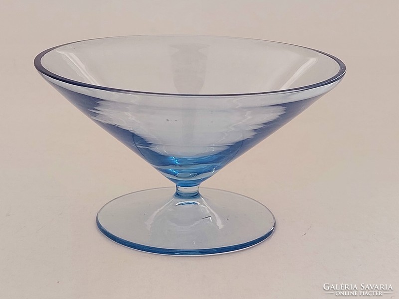 Retro talpas üvegpohár kék régi röviditalos pohár
