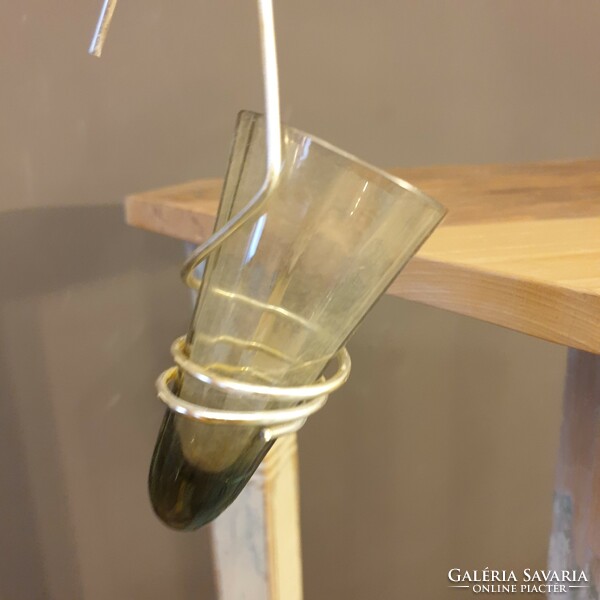 A small goblet with a rare shape can be suspended with a retro glass frame with an aluminum fixture