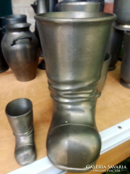 Pair of old pewter Santa boots - liquidation of collection