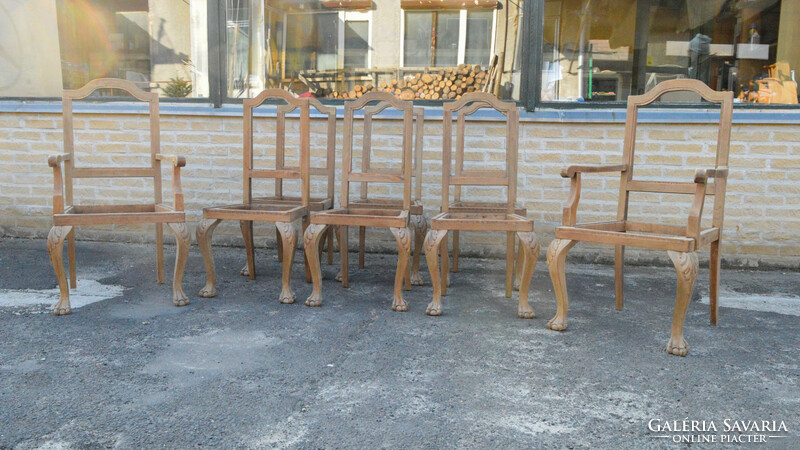 Antik Chippendale asztal +6szék+2 karfás szék