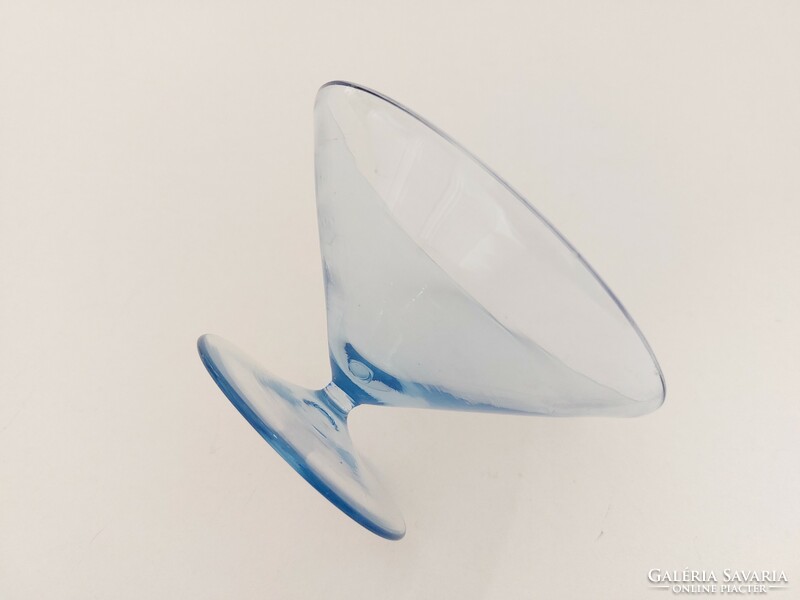 Retro talpas üvegpohár kék régi röviditalos pohár