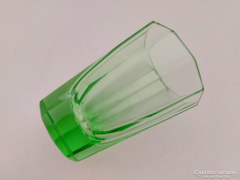 Old glass moser style green short drink square