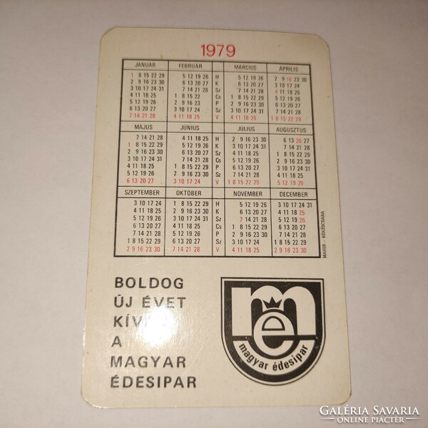 Magyar Édesipar kártyanaptár 1979