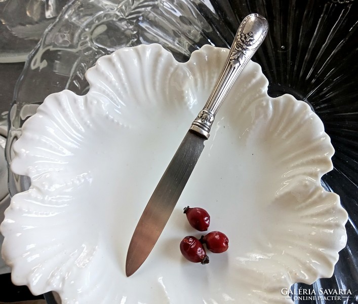 Antik Francia jelzett ezüstözött desszert kés 16cm 1853-1860
