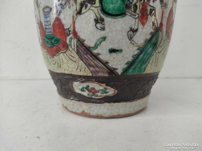 Antik kínai porcelán nagy festett csata harci jelenetes sokalakos váza Törött 717 6912