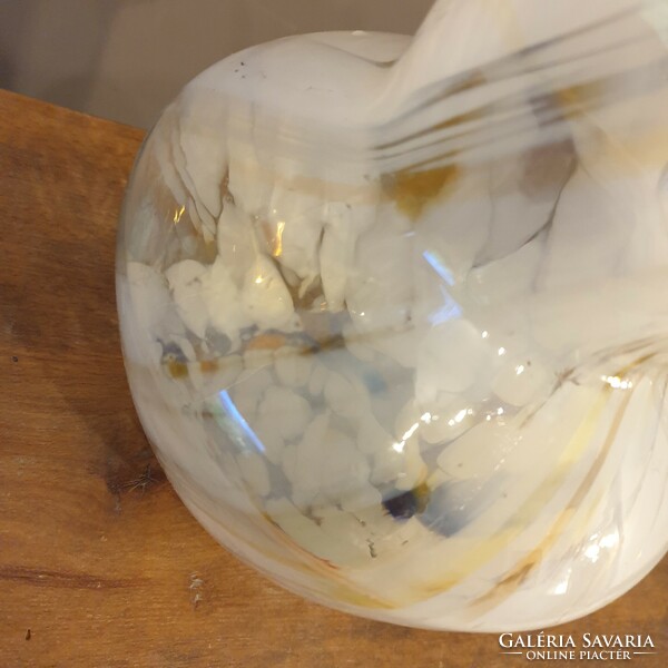 Kézműves kristályüveg kancsó velencei módra csavart fogóval ajándéknak alkalmasvintage retró üveg
