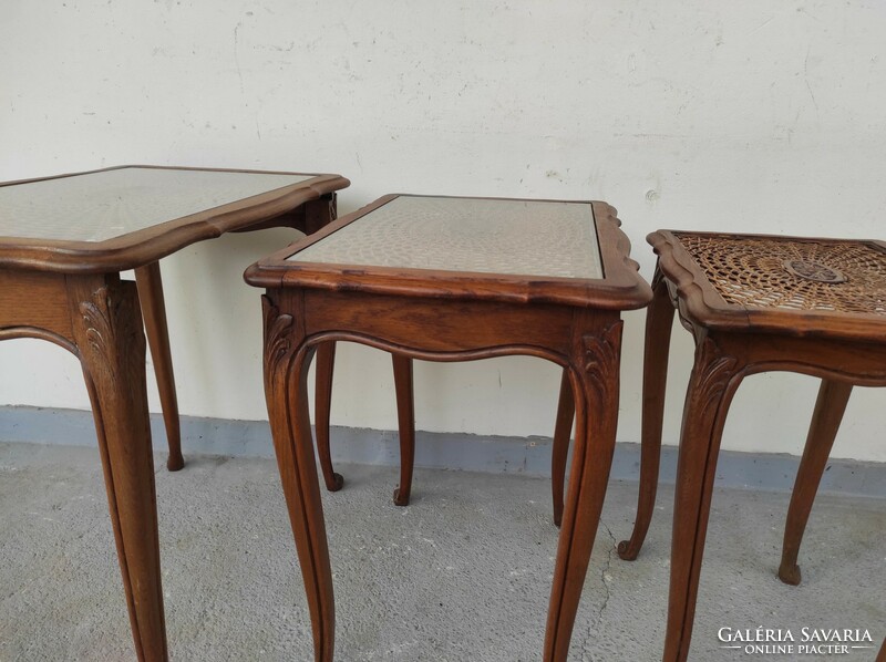 Antik 3 darab fonatos asztalsor összetolható kis asztal asztal sor 757 6839