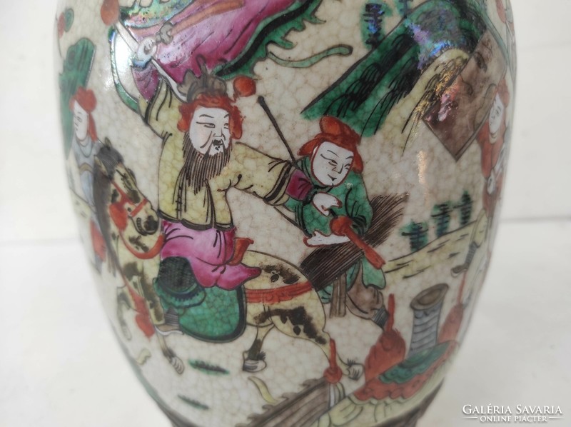 Antik kínai porcelán nagy festett csata harci jelenetes sokalakos váza Törött 719 6911