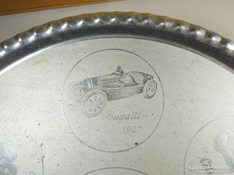 Retro old aluminum metal - tray - convex vintage car pattern trans