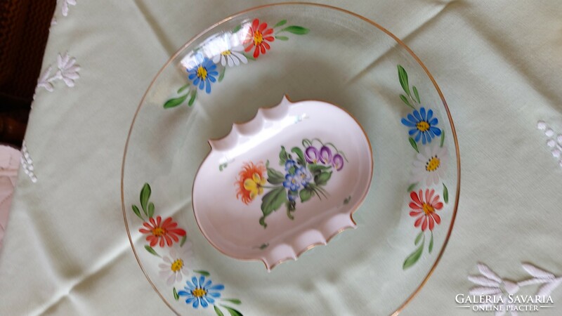Herend floral porcelain ashtray