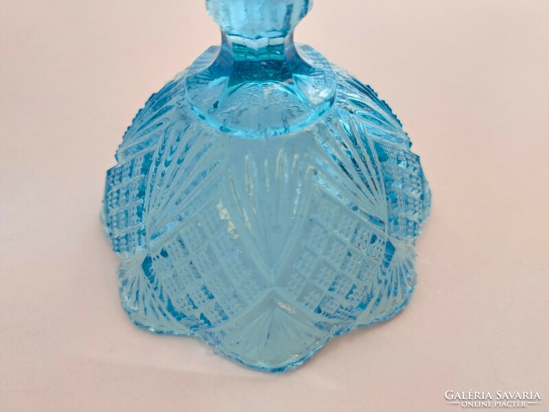 Régi kék üveg kehely talpas díszpohár 12 cm