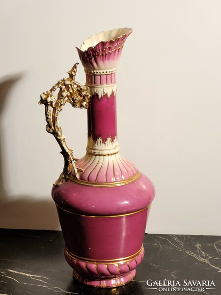 30cm antique Czech decorative jug pink gilded -- vase decorative vase jug jug