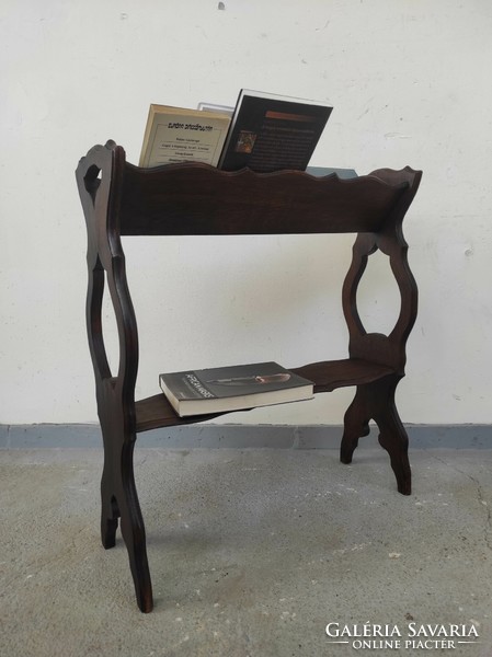 Antik könyvtár könyv tartó bútor keményfa patinás könyves polc 723 6888