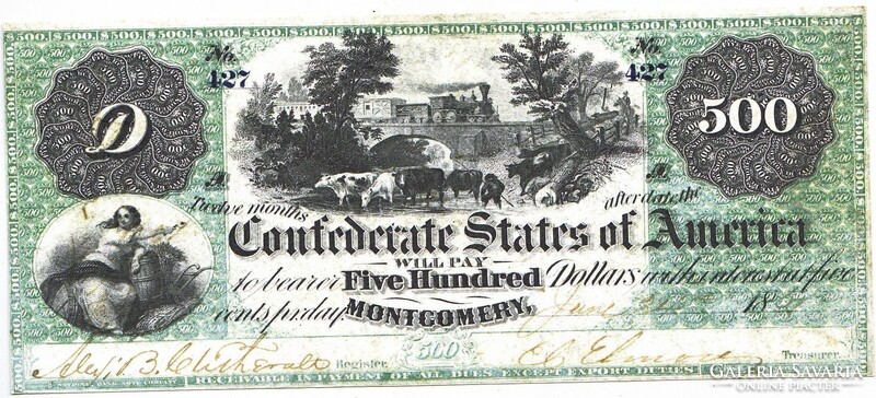 Konföderációs Államok 500 dollár 1861 REPLIKA