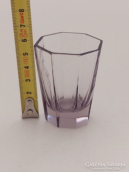 Régi üveg pohár Moser jellegű lila röviditalos szögletes