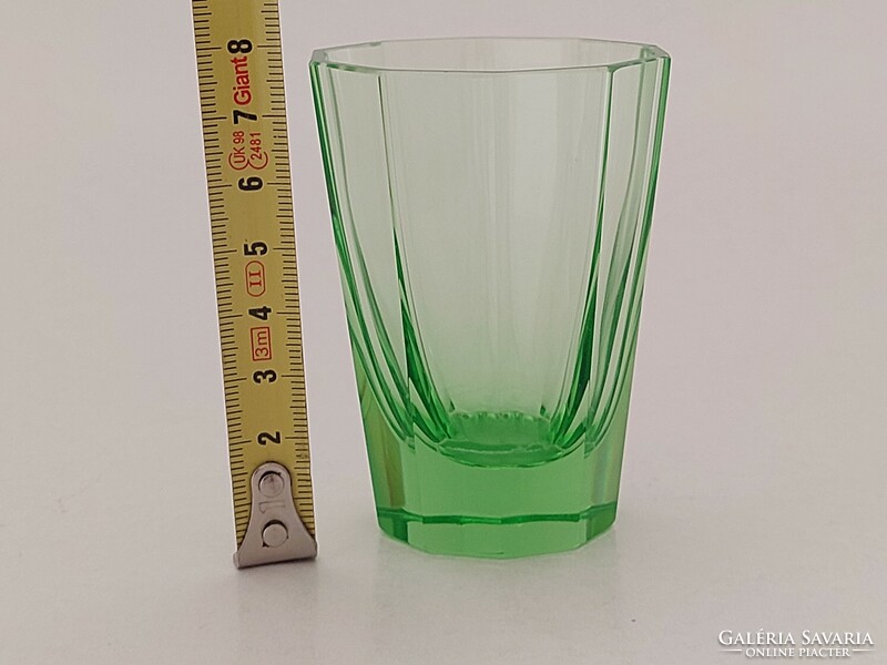 Old glass moser style green short drink square