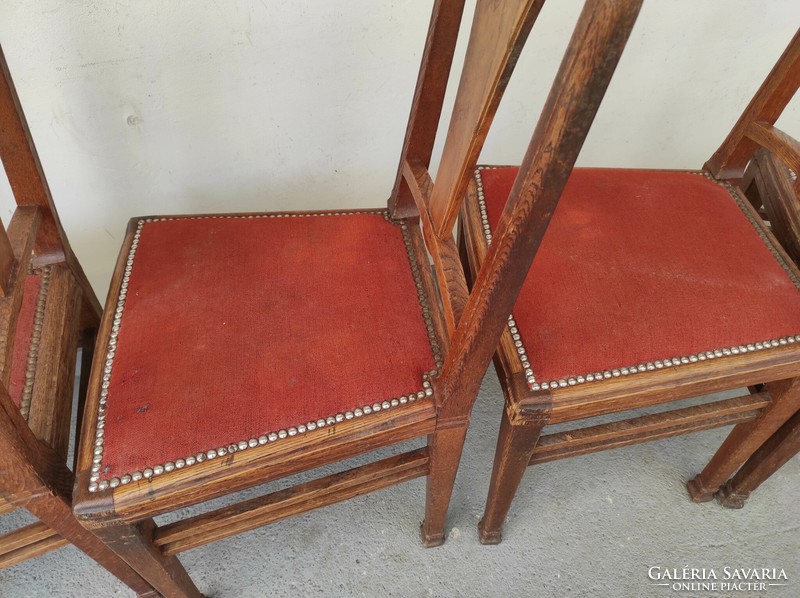 Antique art deco designed hardwood chair 6 pieces perhaps serrurier bovy furniture 6890