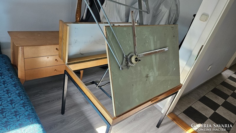 Nestler régi műszaki rajzgép,asztalba épített