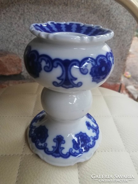 Wallendorf candle holder with underglaze cobalt blue painting