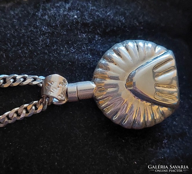 A very special silver Mexican perfume holder pendant with a screw cap on an Italian armor style chain
