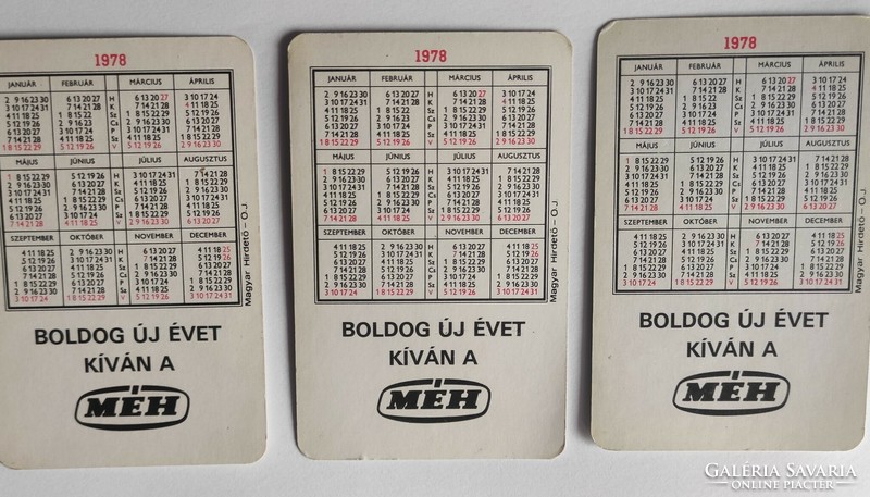 Bee card calendars 1978 - 3 in one
