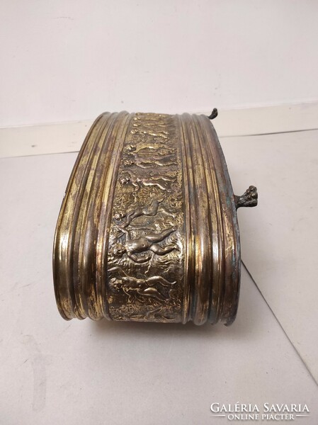 Antique caspo patina embossed brass flower holder with multiple lion legs 87 6677