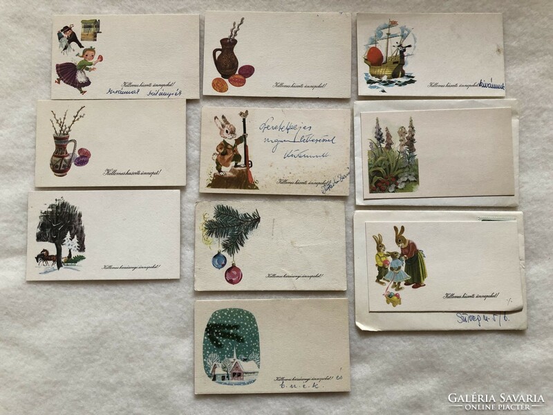 10 pcs of old drawings, graphic mixed mini-postcards, greeting cards -4.