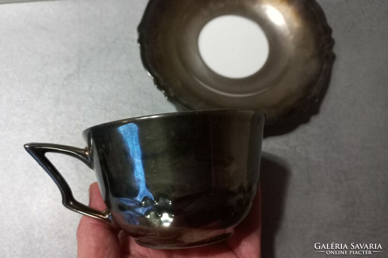 Bavaria Feinsilber Dekor ezüstözött porcelán csésze és csészealj