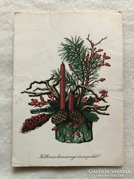 Old Christmas card with drawings - éva Gyurics drawing -4.