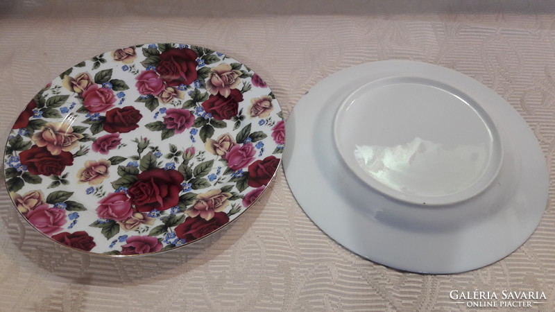 Rózsás porcelán tányér 1db