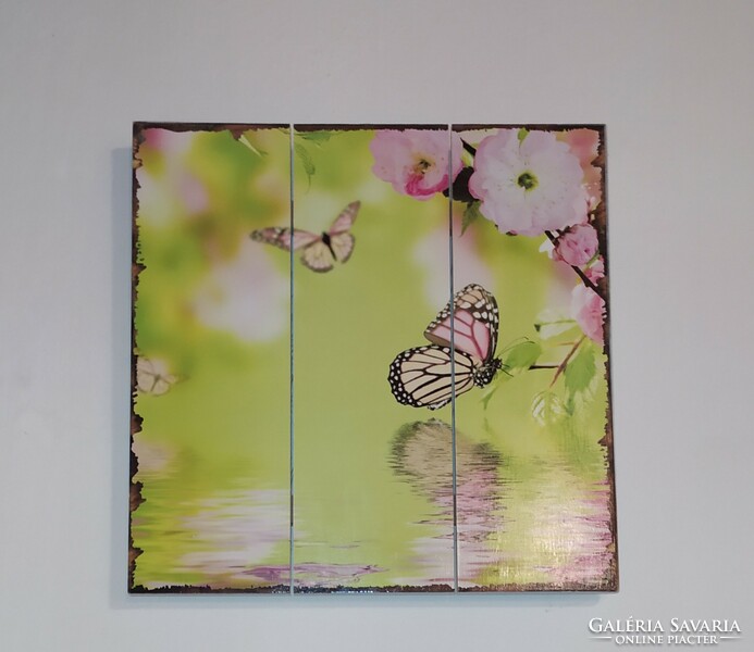 Butterfly flower pattern realistic representation wall picture