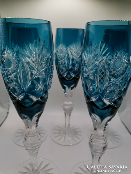 Azur színű kristály poharak (5 db)