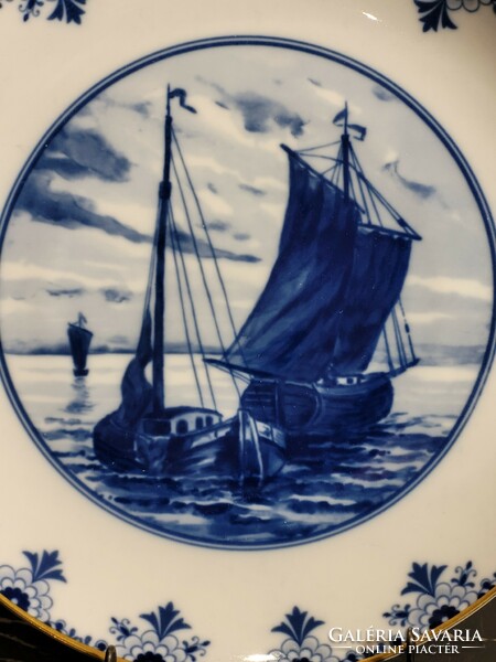 27,5cm Wallendorf Dísztányér -- hajók vitorlások falitányér tányér tál Copenhagen kobaltkék Delfti