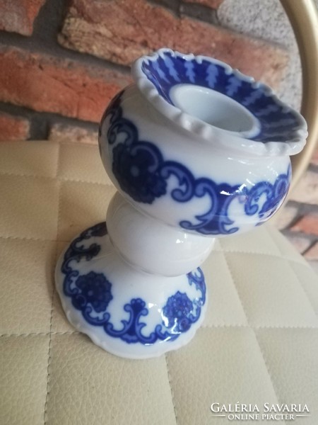 Wallendorf candle holder with underglaze cobalt blue painting