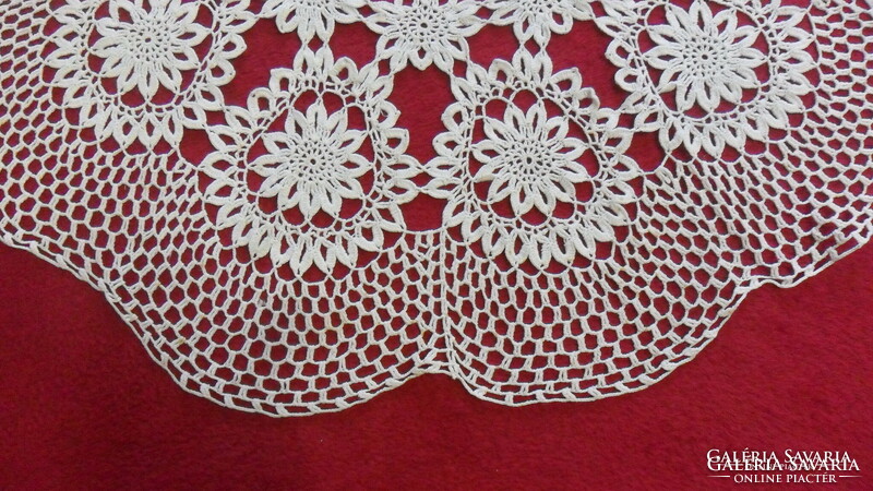 Old, beautiful, hand-crocheted round tablecloth (65 x 65 cm)