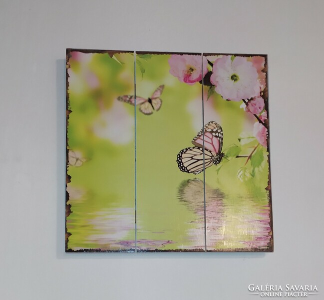 Butterfly flower pattern realistic representation wall picture