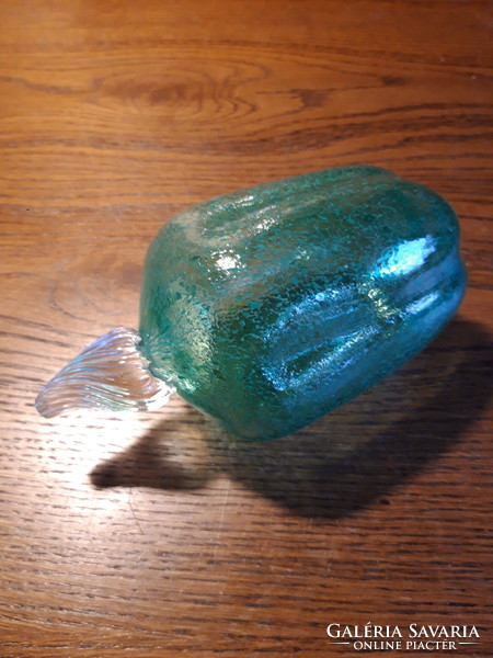 Large green blown glass pepper - decorative glass