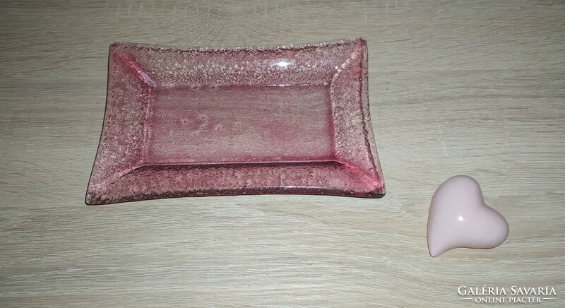 Rózsaszín üveg gyertyatartó tál