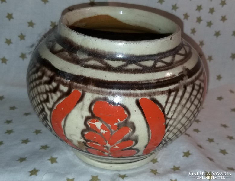 Folk ceramic vase, jug, 10 cm