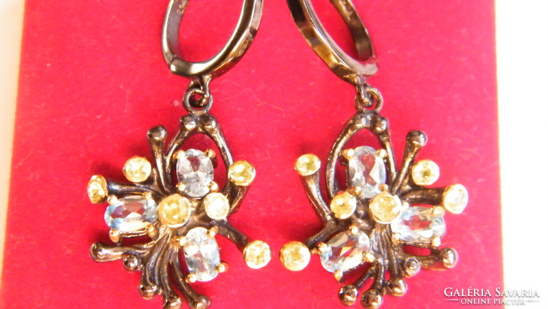 Handmade 925 silver earrings with aquamarine stones