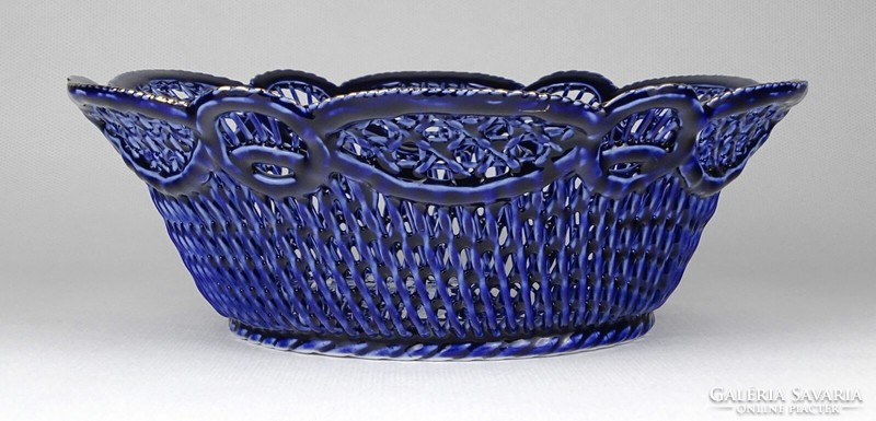 Blue openwork porcelain serving basket marked 1M030 20.5 Cm