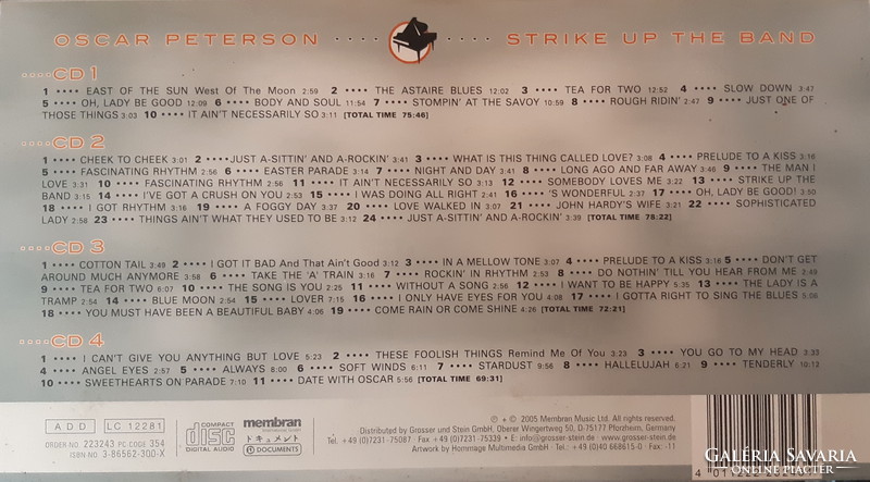 OSCAR PETERSON : STRIKE UP THE BAND       4  CD SET   JAZZ