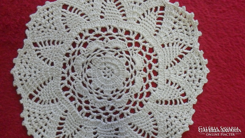 2 old, hand-crocheted small round tablecloths (21 x 21 cm)